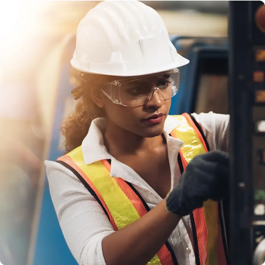 Professional commercial technician is assessing electrical panel